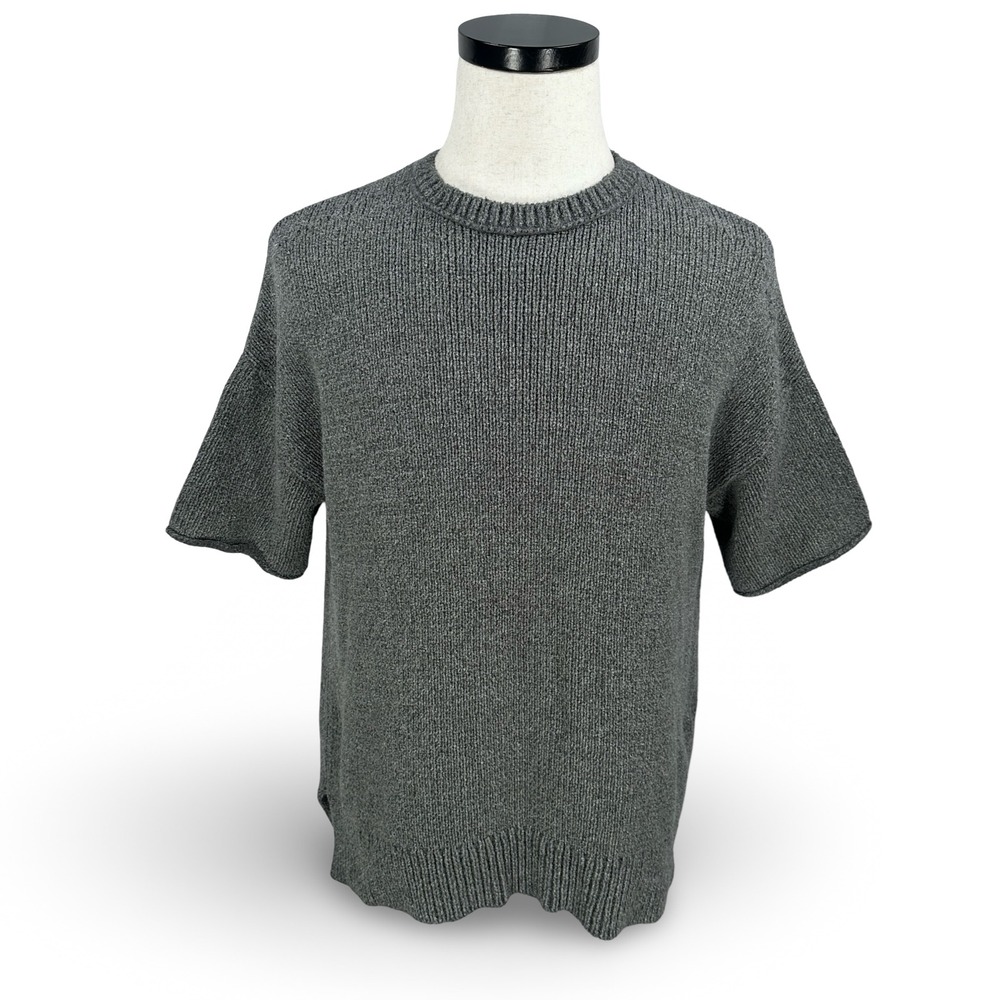 AllSaints Minami SS Crew Gray Textured Oversized Sweater Mens M Short Sleeve